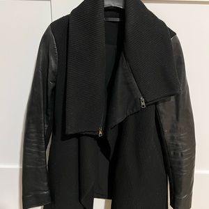 All saints peacoat with leather sleeves